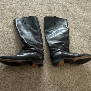 Frye Lindsay plate Black Leather Knee-High Boots size 8